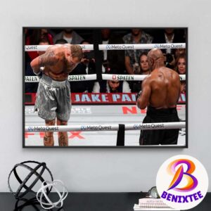 Jake Paul Bows To Mike Tyson Show Respect As They End Their Fight Home Decor Poster Canvas