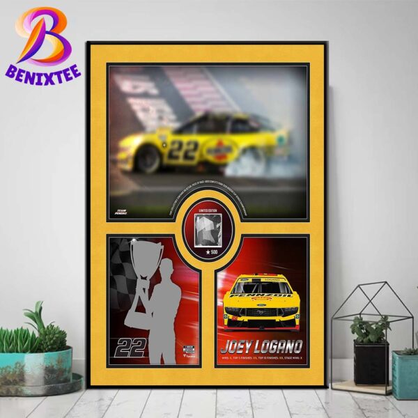 Joey Logano 2024 NASCAR Cup Series Champion Victory Lane Collage With Race-Used Confetti Home Decor Poster Canvas