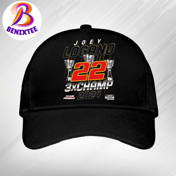 Joey Logano 22 Team Penske 3X Champs Three-Time NASCAR Cup Series Champion 2024 Car Snapback Hat Classic Cap