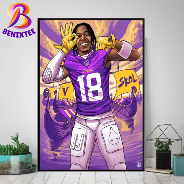 Justin Jefferson Has The Most Receiving Yards By A Player In His First 5 Seasons In NFL History Poster Canvas For Home Decor