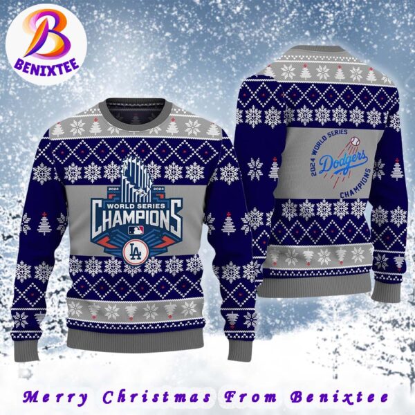 Los Angeles Dodgers MLB World Series 2024 Champions Xmas Pattern Knitted Ugly Christmas Sweater