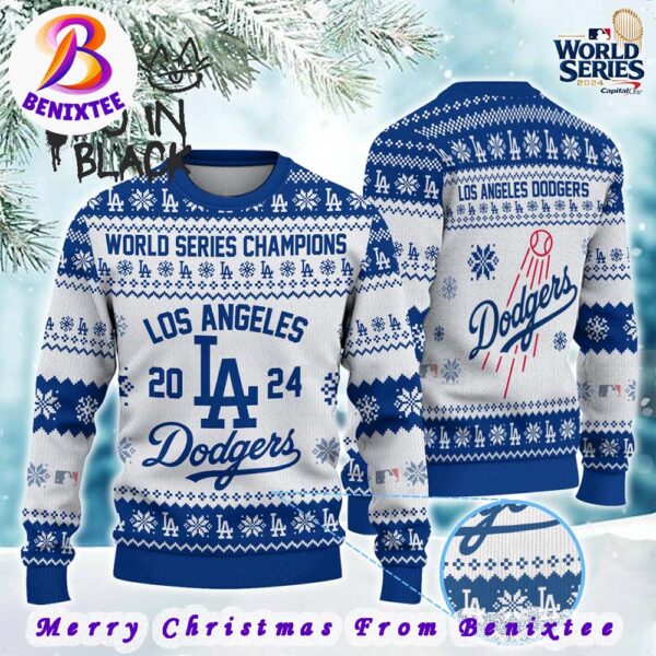 MLB Los Angeles Dodgers 2024 Champions World Series Knitted Ugly Christmas Sweater