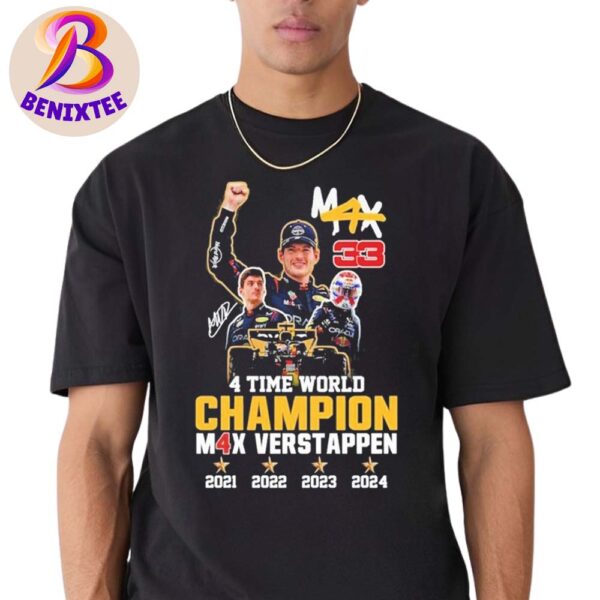 Max Verstappen Car Number 33 M4X 4 Time World Champion M4X Verstappen Red Bull Racing 2024 Unisex Shirt