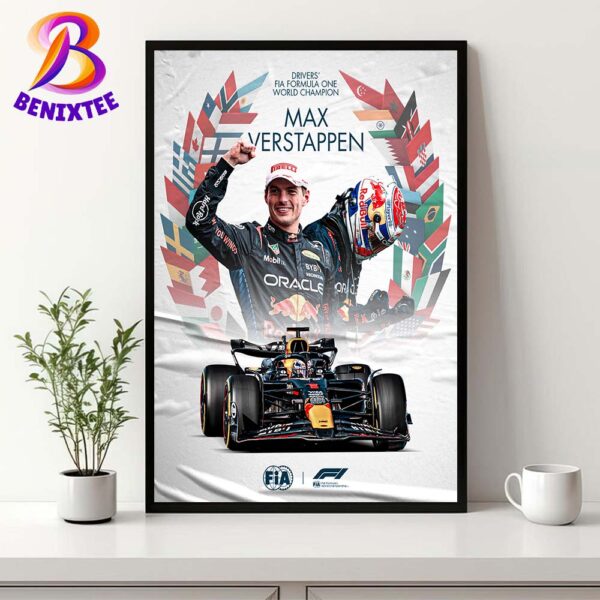 Max Verstappen Is The 2024 Drivers FIA Formula One World Champion Home Decor Poster Canvas