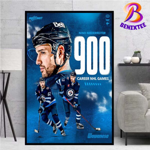 Nino Niederreiter From Winnipeg Jets Scored Twice In His 900th Career NHL Games Home Decor Poster Canvas