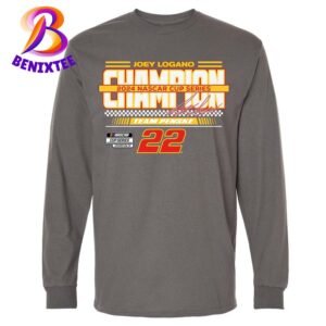 Official Joey Logano Team Penske 2024 NASCAR Cup Series Champion Banner Charcoal Long Sleeve T-Shirt