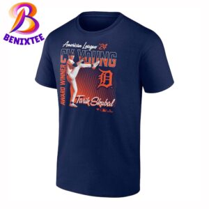 Official Tarik Skubal Detroit Tigers Navy 2024 American League Cy Young Award Winner Vintage T-Shirt