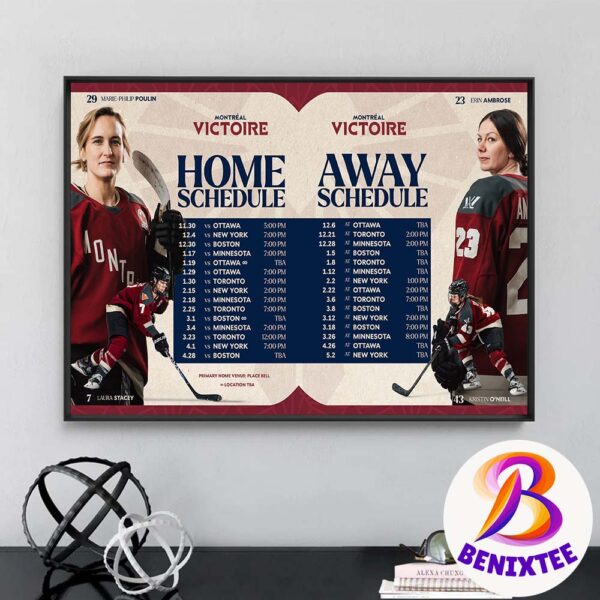 PWHL Victoire De Montreal Announce Our Official PWHL 2024-25 Season Schedule Poster Canvas For Home Decor