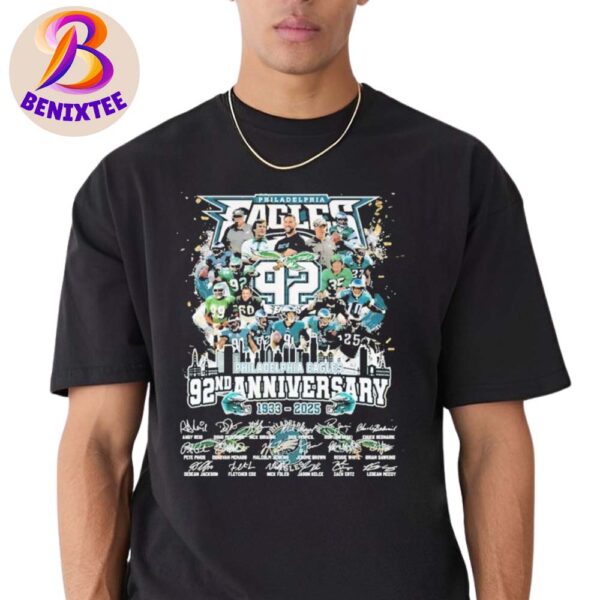 Philadelphia Eagles 92 Philadelphia Eagles 92nd Anniversary 1933-2025 Signature Unisex T-Shirt