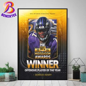 RB Derrick Henry Baltimore Ravens Winner 2024 Midseason Offensive Player Of The Year Wall Decor Poster Canvas