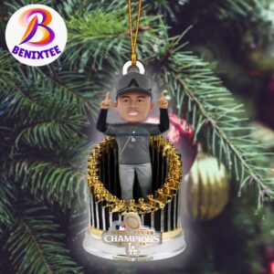 Tommy Edman Los Angeles Dodgers FOCO 2024 World Series Champions Player In Trophy Xmas Gift Christmas Holiday Ornament