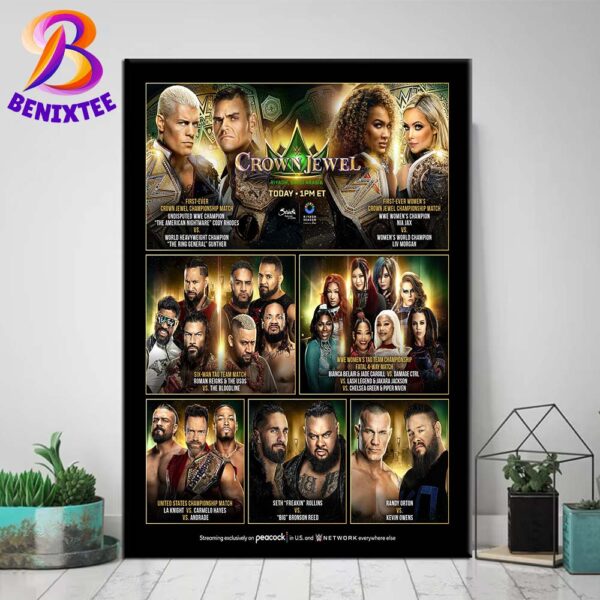 WWE Crown Jewel Champions 2024 Full Matchup Card Home Decor Poster Canvas