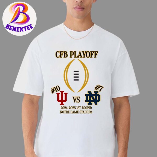 2024 CFP 1st Round NCAA Division Matchup Indiana Hoosiers Vs Notre Dame Fighting-Irish On December 20 Unisex T-Shirt