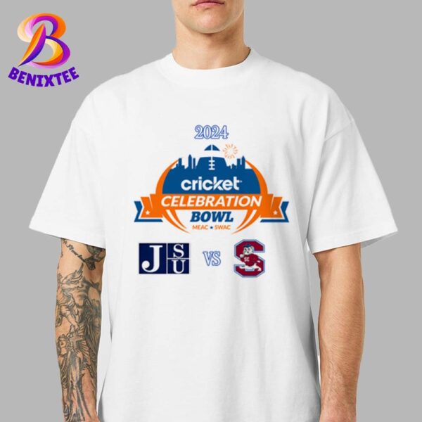 2024 Cricket Celebration Bowl Jackson State Tigers Football Vs South Carolina State Bulldogs Football Matchup On December 14 2024 In Atlanta Georgia T-Shirt