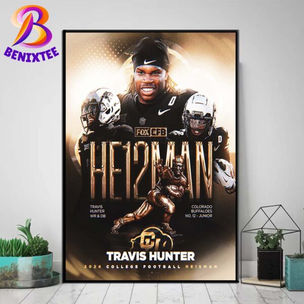 2024 Heisman Trophy Award Winner Is Travis Hunter He12man Home Decor Poster Canvas