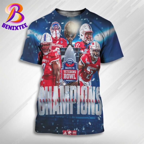 2024 IS4S Salute to Veterans Bowl Champions Named Is South Alabama Jaguars Football All Over Print Shirt