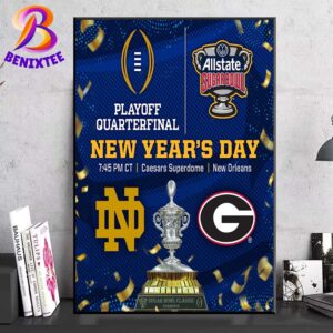 2025 Allstate Sugar Bowl Game Matchup Notre Dame Fighting Irish Football Vs Georgia Bulldogs Football On January 1 2025 Poster Canvas