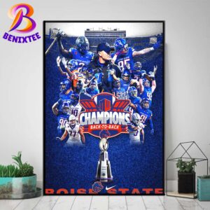 Boise State Broncos Football Back-To-Back Mountain West Conference 2024 Champions Home Decor Poster Canvas