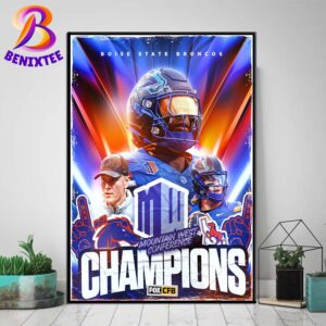 Boise State Broncos Football Defeat UNLV Champions 2024 Mountain West Conference Home Decor Poster Canvas