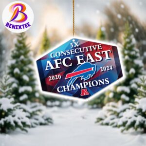 Buffalo Bills 2020 2024 5x Consecutive AFC East Division Champions Christmas Tree Decorations Ornament