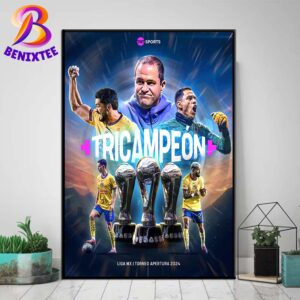 Club America Historico Tricampeon Del Futbol Mexicano 2024 Home Decor Poster Canvas