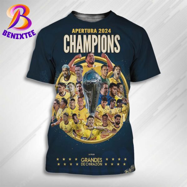 Congrats Club America Champ16ns 2024 Liga MX Apertura Grandes De Corazon All Over Print Shirt