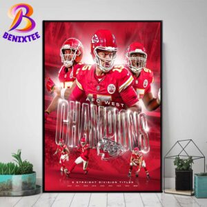 Congrats Kansas City Chiefs 9 Straight Division Titles Back-To-Back AFC West Champions 2024 Home Decor Poster Canvas