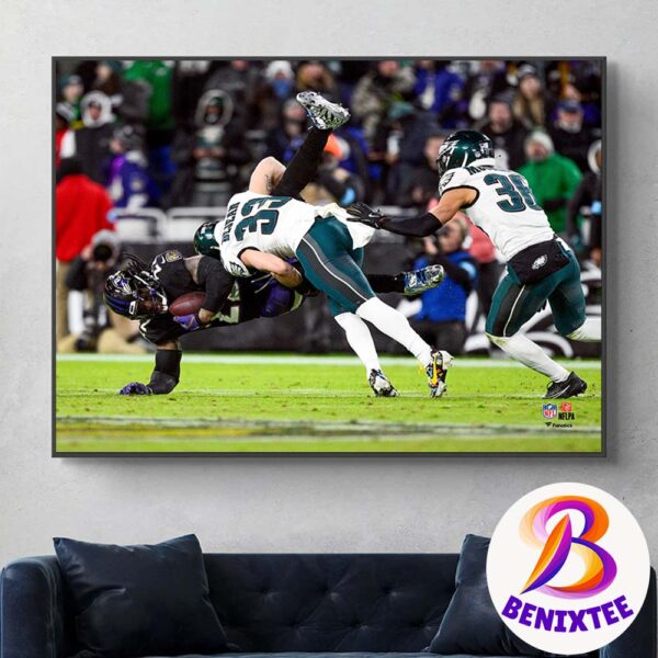 Cooper DeJean Team Philadelphia Eagles Week 13 Tackling Derrick Henry Vs Baltimore Ravens 2024 Poster Canvas