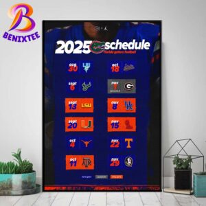 Florida Gators Football 2025 Season Schedule NCAA College Football Home Decor Poster Canvas