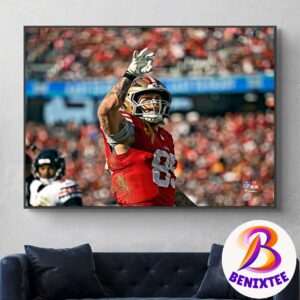 George Kittle San Francisco 49ers Week 14 Celebration Vs Chicago Bears 2024 Home Decor Poster Canvas