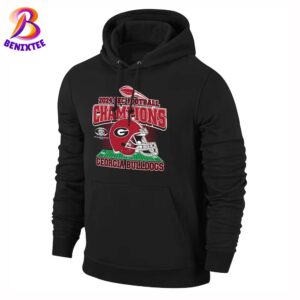 Georgia Bulldogs Football 2024 SEC Football Conference Champions Helmet Black Hoodie T-Shirt