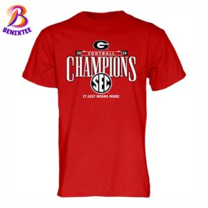 Georgia Bulldogs Football It Just Means More 2024 SEC Football Conference Champions Locker Room Red Unisex T-Shirt