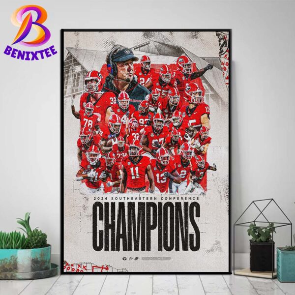 Georgia Bulldogs Football King Of The 2024 SEC Football Conference Champions Wall Decor Poster Canvas