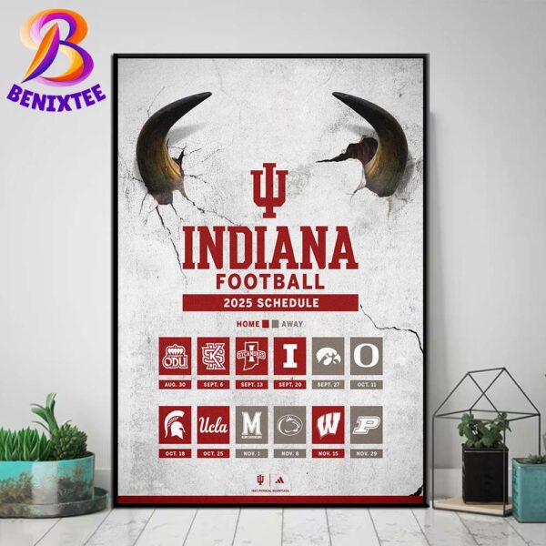 Indiana Hoosiers Football 2025 Season Schedule NCAA College Football 2025 Home Decor Poster Canvas