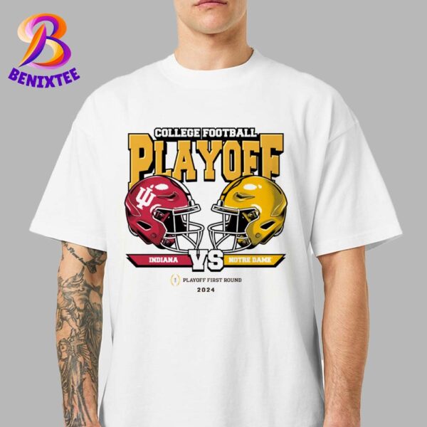 Indiana Hoosiers Vs Notre Dame Fighting-Irish Matchup Playoff First Round 2024 College Football Playoff 2025 T-Shirt