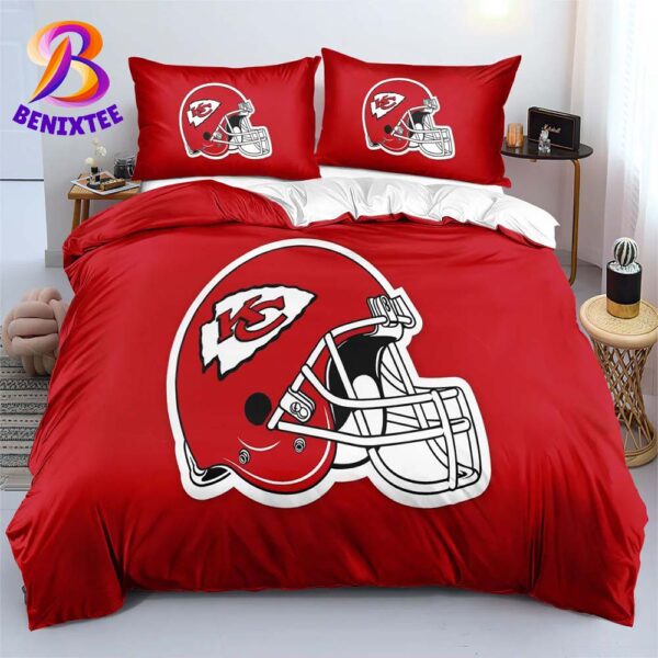 Kansas City Chiefs Red Background NFL Big Helmet Pride Bedding Set Twin