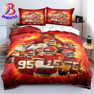 Kansas City Chiefs Team And Coach NFL Firestorm Legends Bedding Set Queen