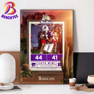 Kansas State Wildcats Champions 2024 Rate Bowl Champions NCAA College Football Bowl Home Decor Poster Canvas