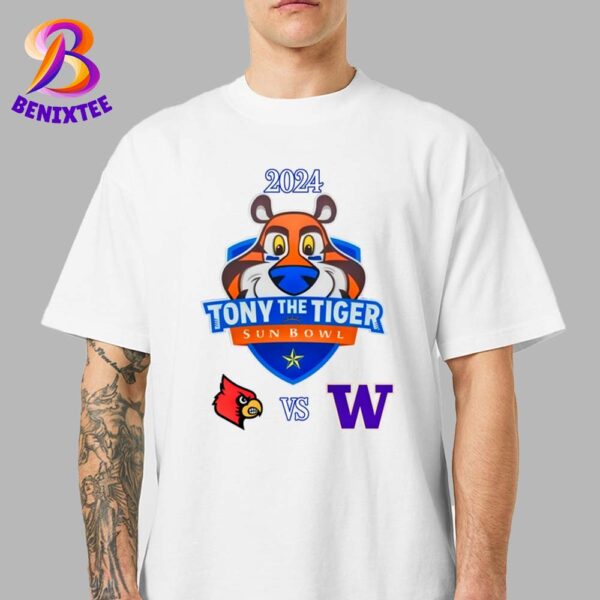 Louisville Cardinals Vs Washington Huskies 2024 Tony The Tiger Sun Bowl On December 31 2024 In El Paso Texas T-Shirt