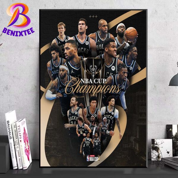 Milwaukee Bucks 2024 Emirates NBA Cup Champions Quest For The Cup Complete Wall Decor Poster Canvas