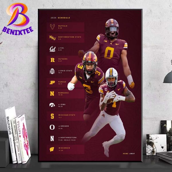 Minnesota Golden Gophers Football 2025 Season Schedule NCAA College Football 2025 Home Decor Poster Canvas