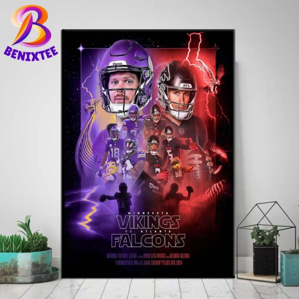 Minnesota Vikings Vs Atlanta Falcons NFL Matchup In Minneapolis MN At US Bank Stadium On December 8 2024 Home Decor Poster Canvas