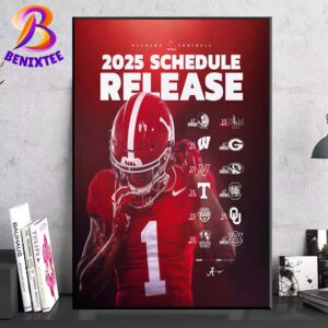 NCAA College Football Alabama Crimson Tide Football 2025 Season Schedule Home Decor Poster Canvas