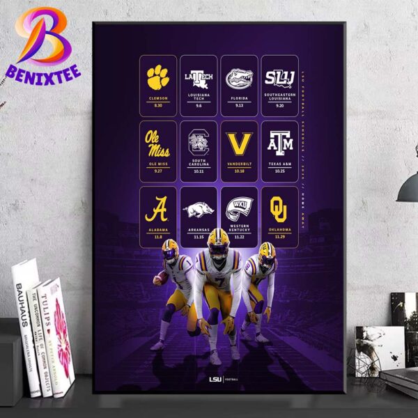 NCAA College Football LSU Tigers Football 2025 Season Schedule Home Decor Poster Canvas