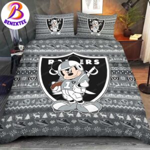 NFL Las Vegas Raiders x Mickey Mouse Cute Bedding Set Queens