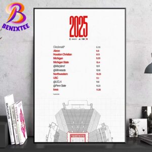 Nebraska Cornhuskers Football 2025 Season Schedule NCAA College Football Home Decor Poster Canvas