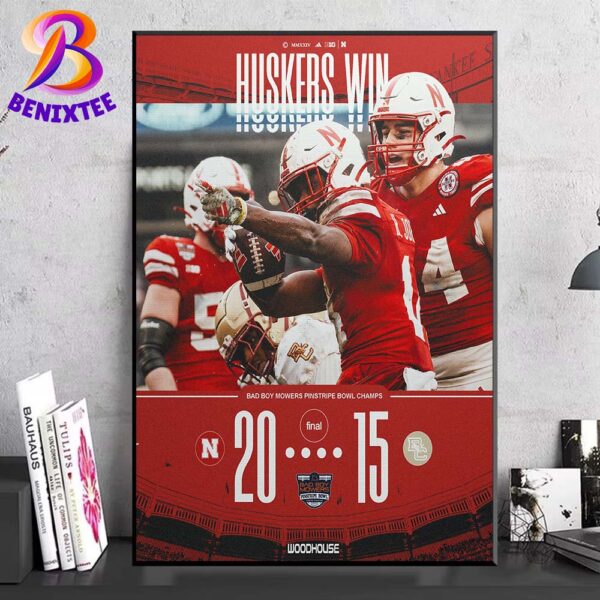 Nebraska Cornhuskers Football Champions 2024 Bad Boy Mowers Pinstripe Bowl NCAA College Football Home Decor Poster Canvas