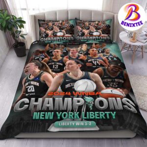 New York Liberty 2024 WNBA Finals Champions Secure Their First Title In Franchise History Bedding Set Queen