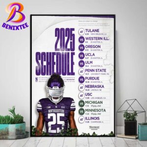 Northwestern Wildcats Football 2025 Season Schedule NCAA College Football Game 2025 Home Decor Poster Canvas