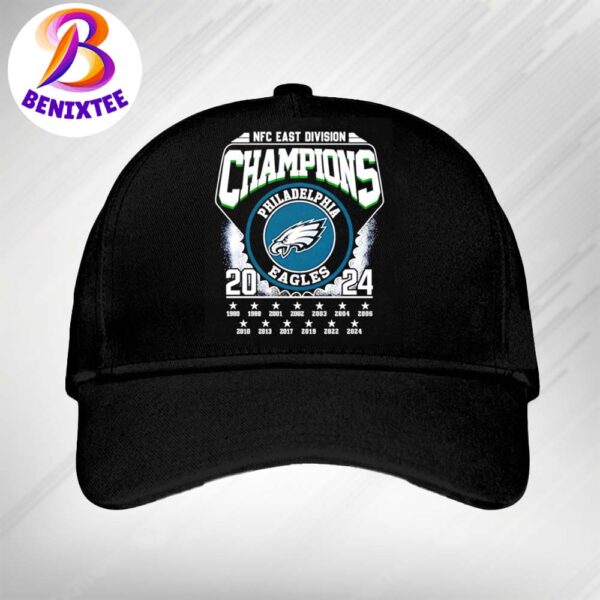 Official Philadelphia Eagles 13 Time Champions NFL 2024 NFC East Division Champions Snapback Hat Classic Cap